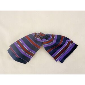 Vintage Symphony Scarfs Silk Bow Brooch Pin 70s Purple Stripe Secretary USA